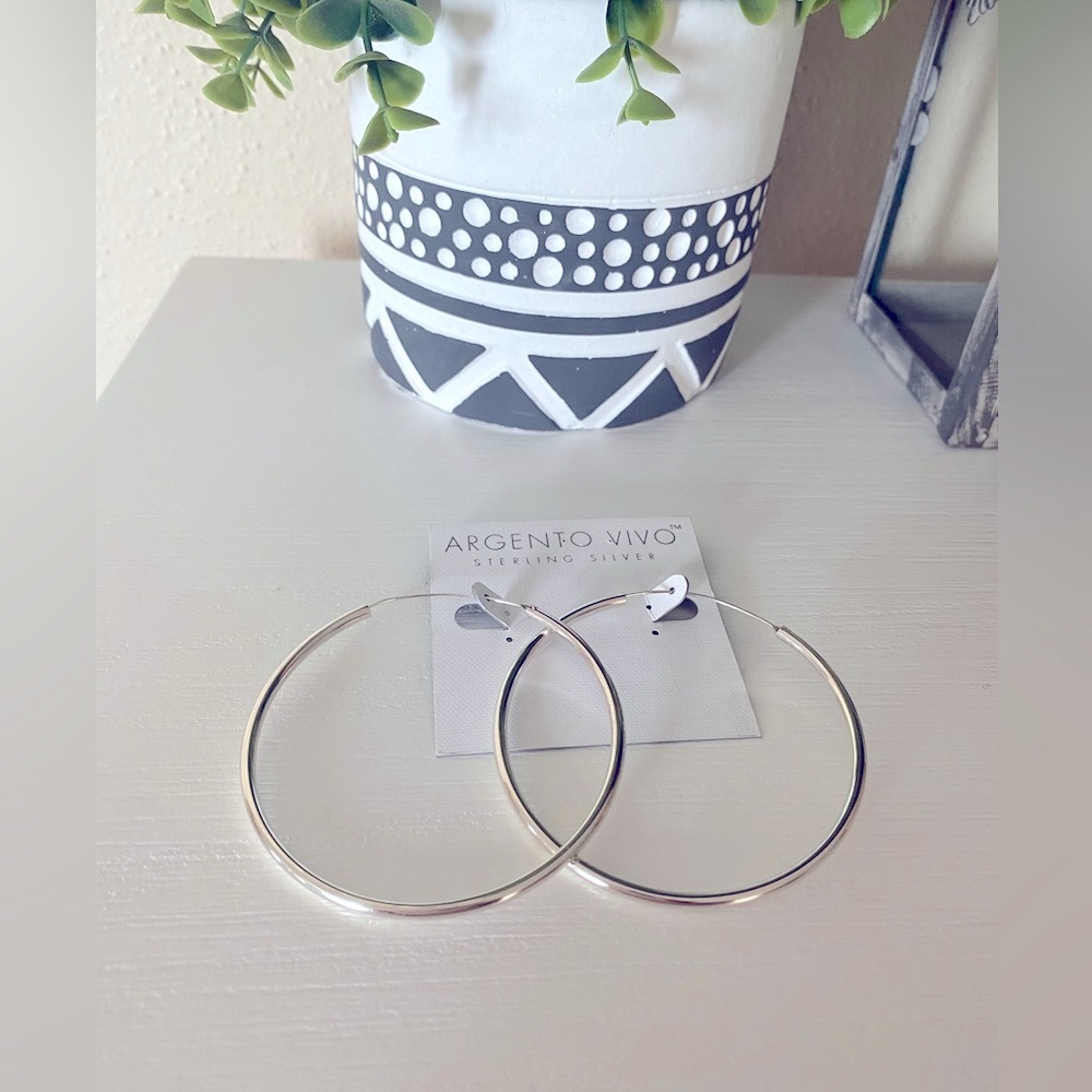 Argento Vivo Silver Large Hoop Earrings